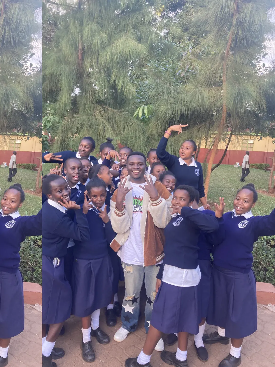 Eugine Micah with the Urban Gang Tour crew, school edition
